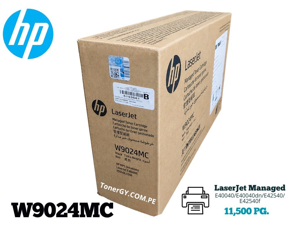 Tóner HP W9024MC Negro Original – 11,500 páginas – LaserJet Managed E40040 / MFP E42540