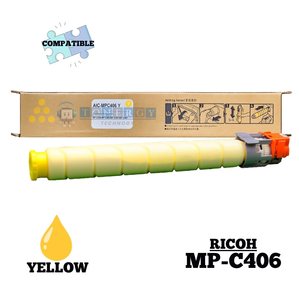 Toner Compatible Ricoh MP C406 Yellow - Calidad Premium Tonergy - Rendimiento 6,000 Páginas
