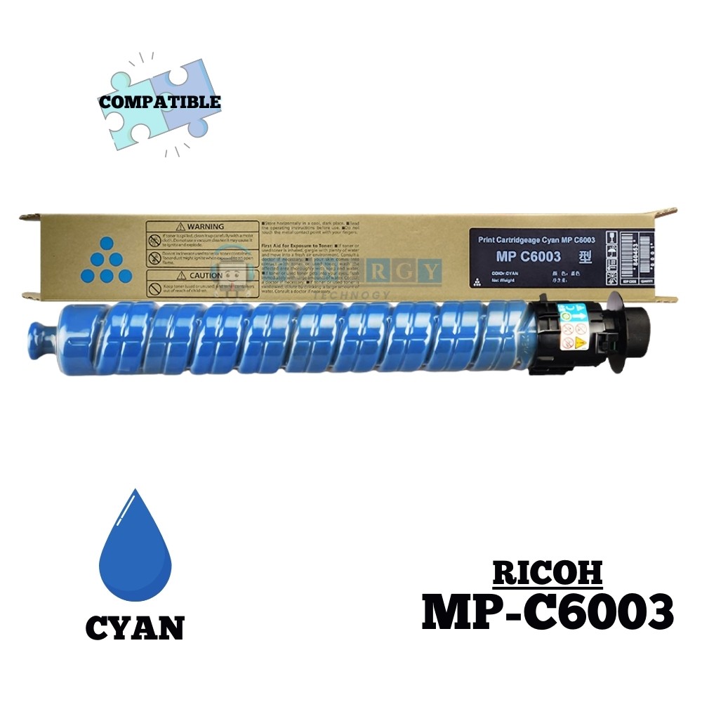 Toner Compatible Ricoh MP C6003 Cyan - Calidad Garantizada Tonergy - Rendimiento 22,000 Páginas