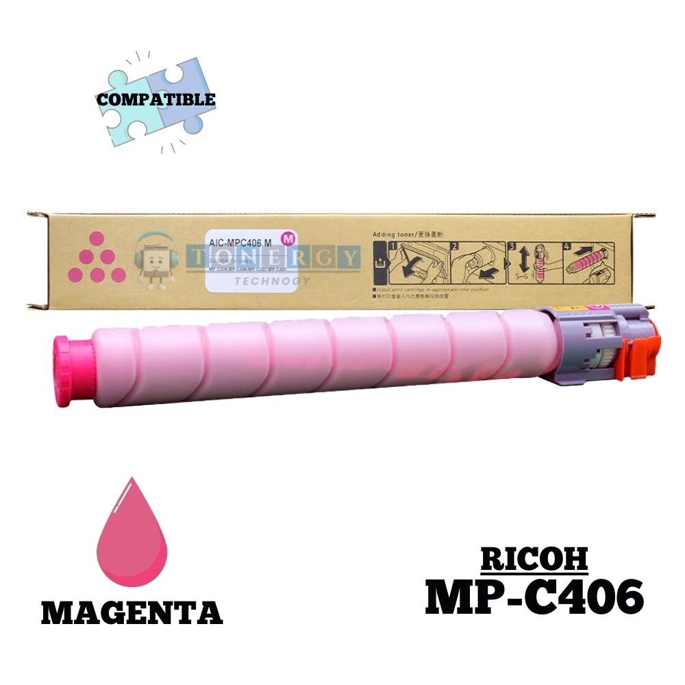 Toner Compatible Ricoh MP C406 Magenta - Alta Calidad Tonergy - Rendimiento 6,000 Páginas